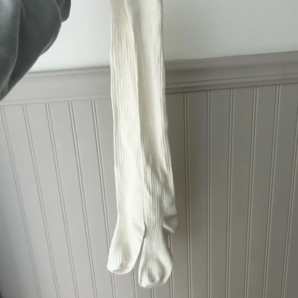Long Cream Women's Ribbed Knee High Socks